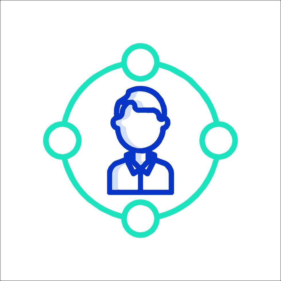 A person with a circle around him and a circle around him vector