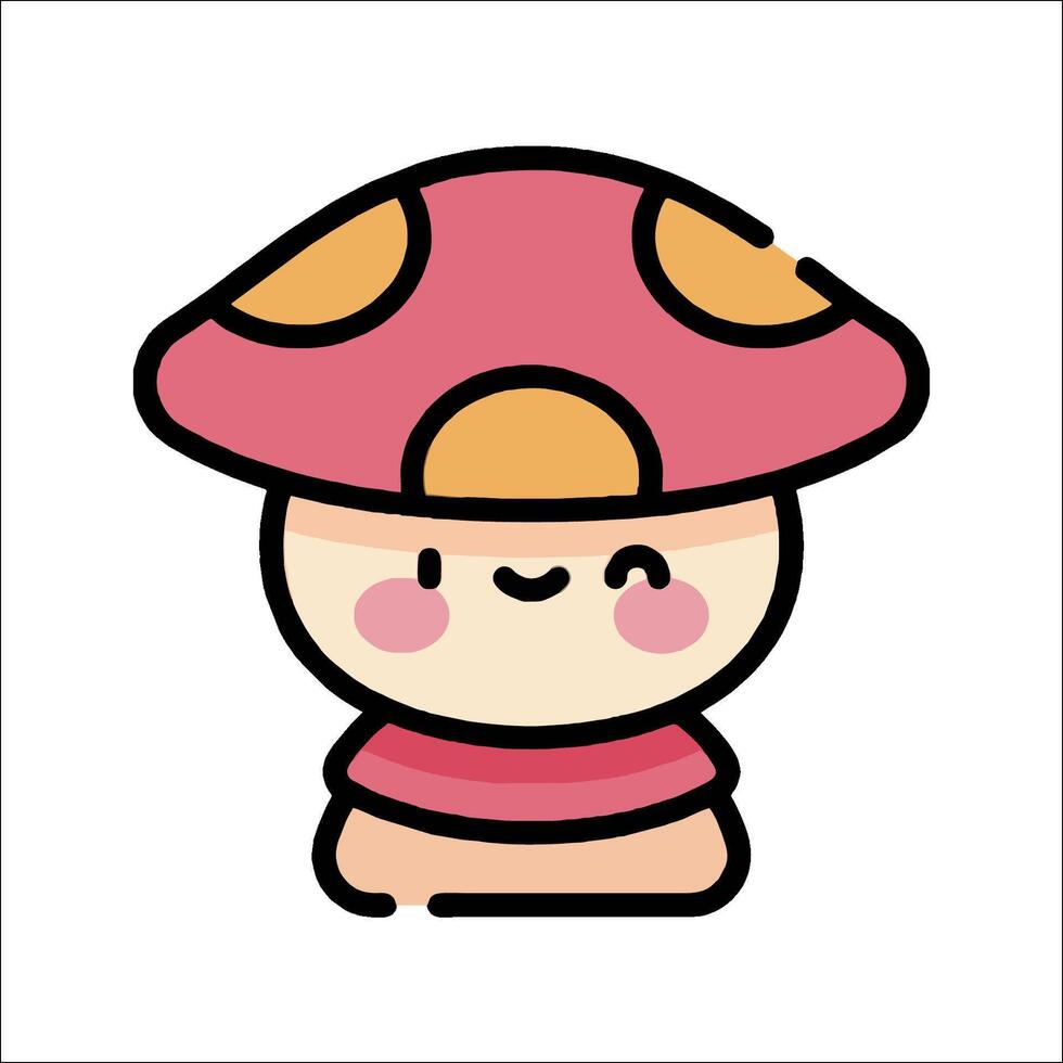 A cartoon mushroom with a pink hat and a smile vector