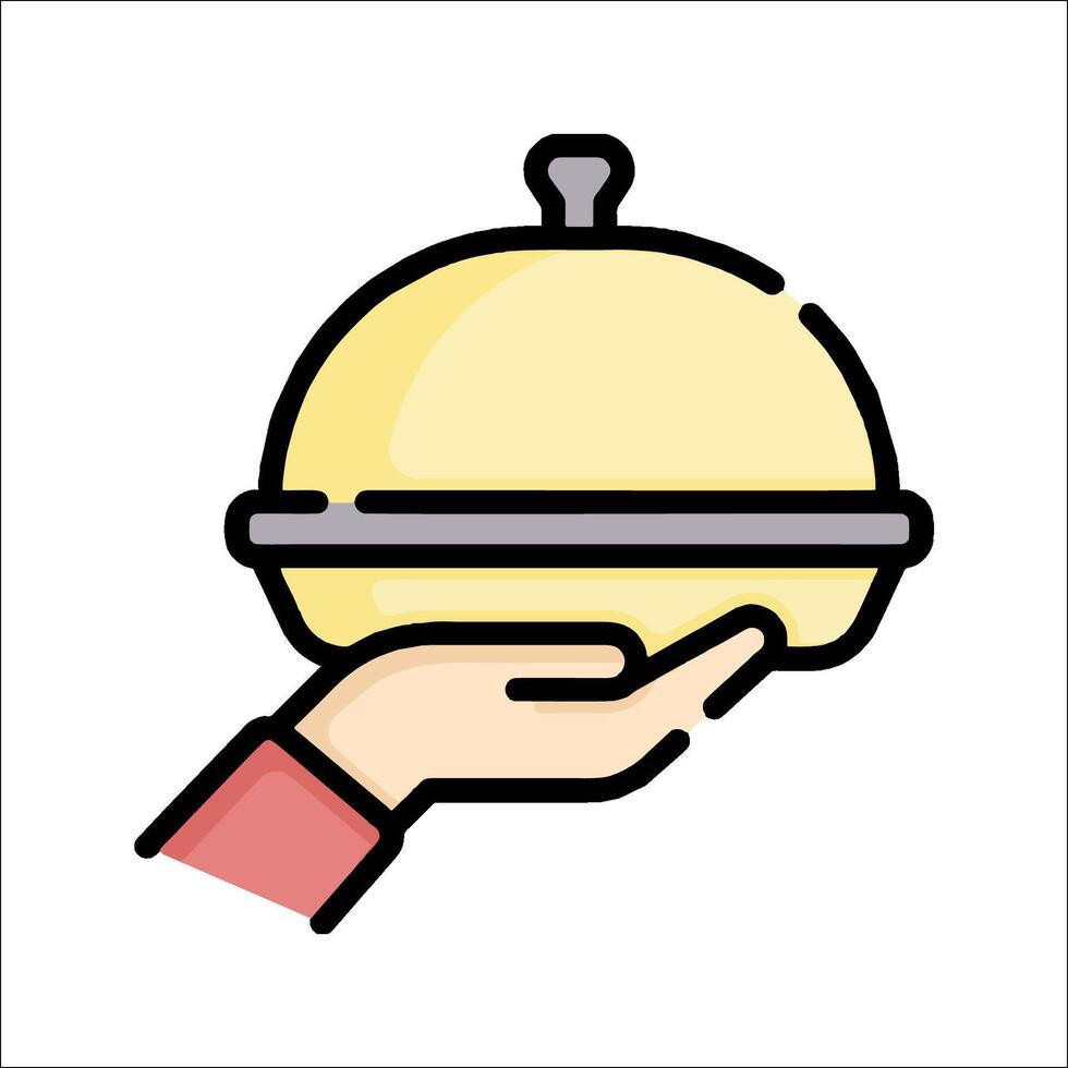 A hand holding a cloche with a lid vector