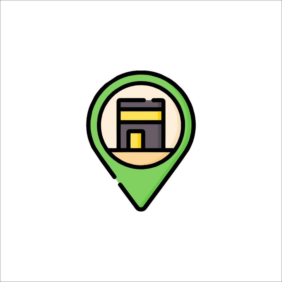 A map marker with a building in the center vector