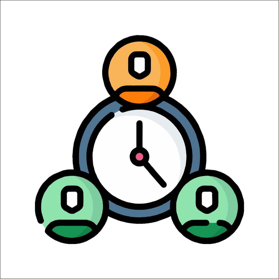 A clock icon with people around it vector