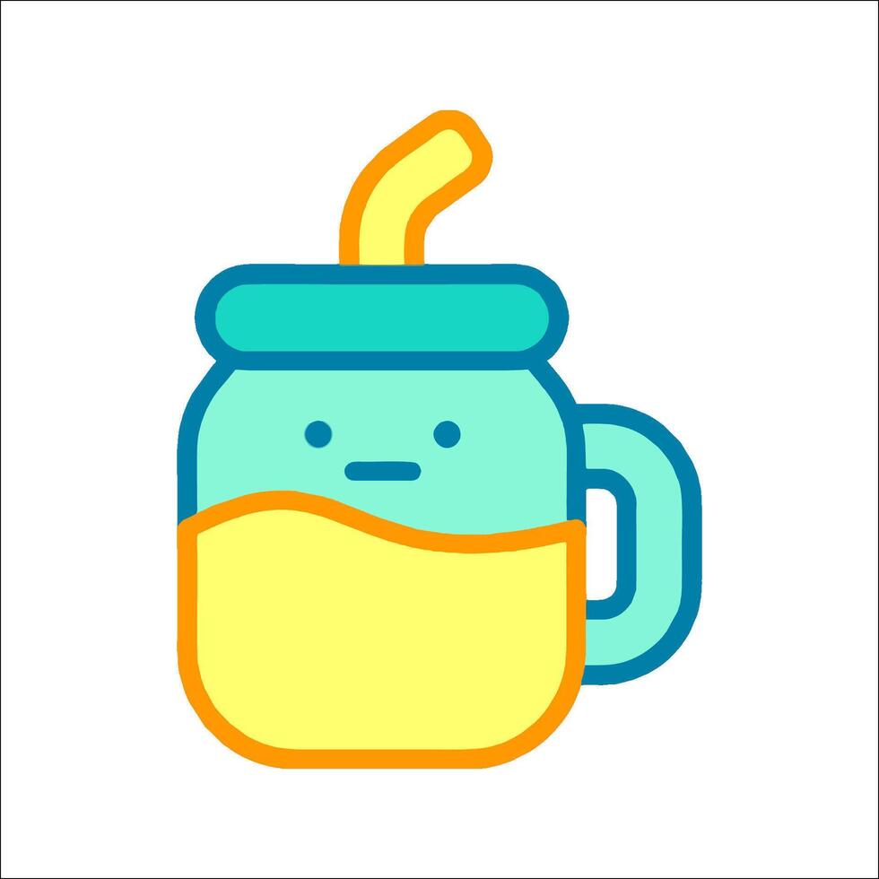 A cartoon cup with a straw and a smiley face vector