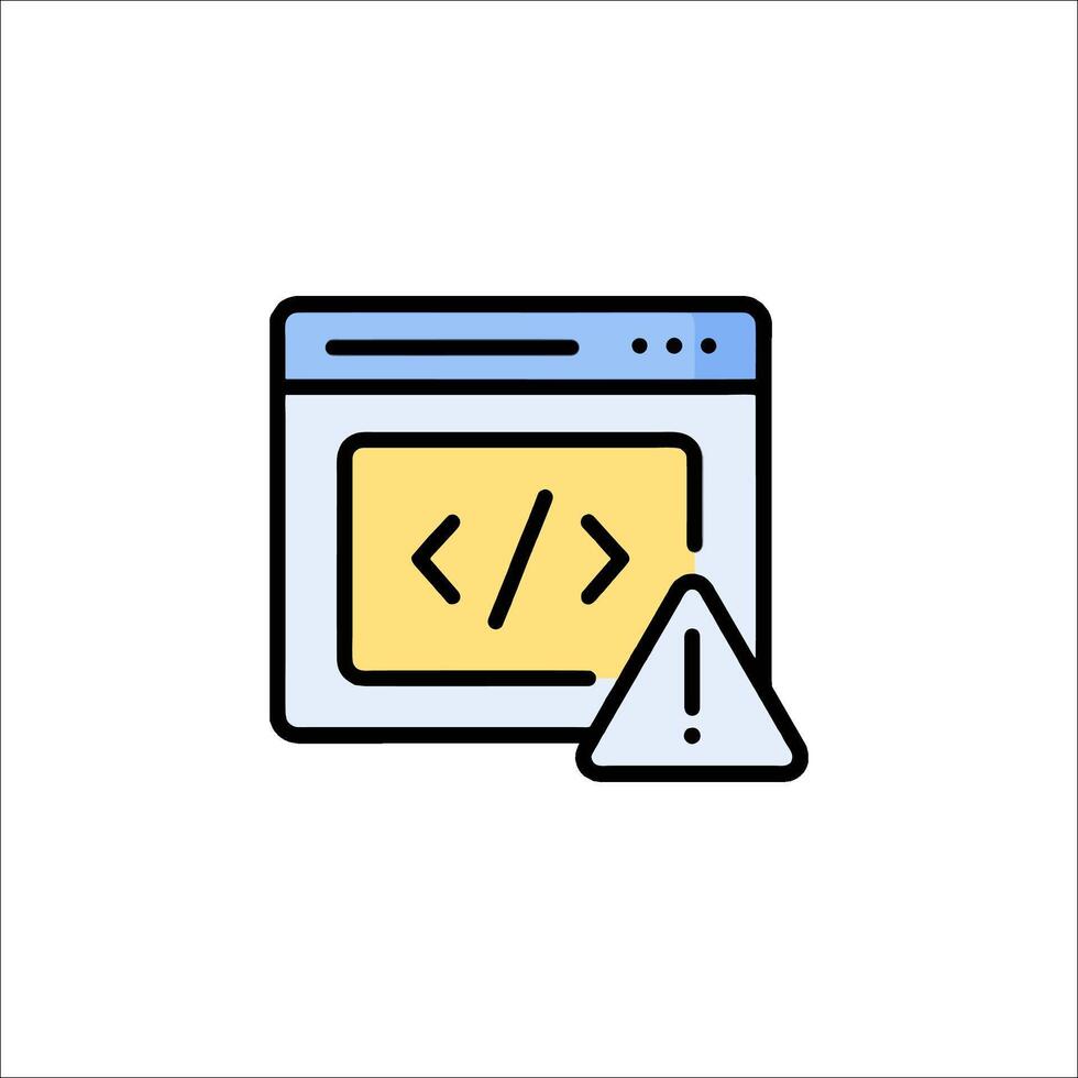 A computer screen with a warning sign on it vector