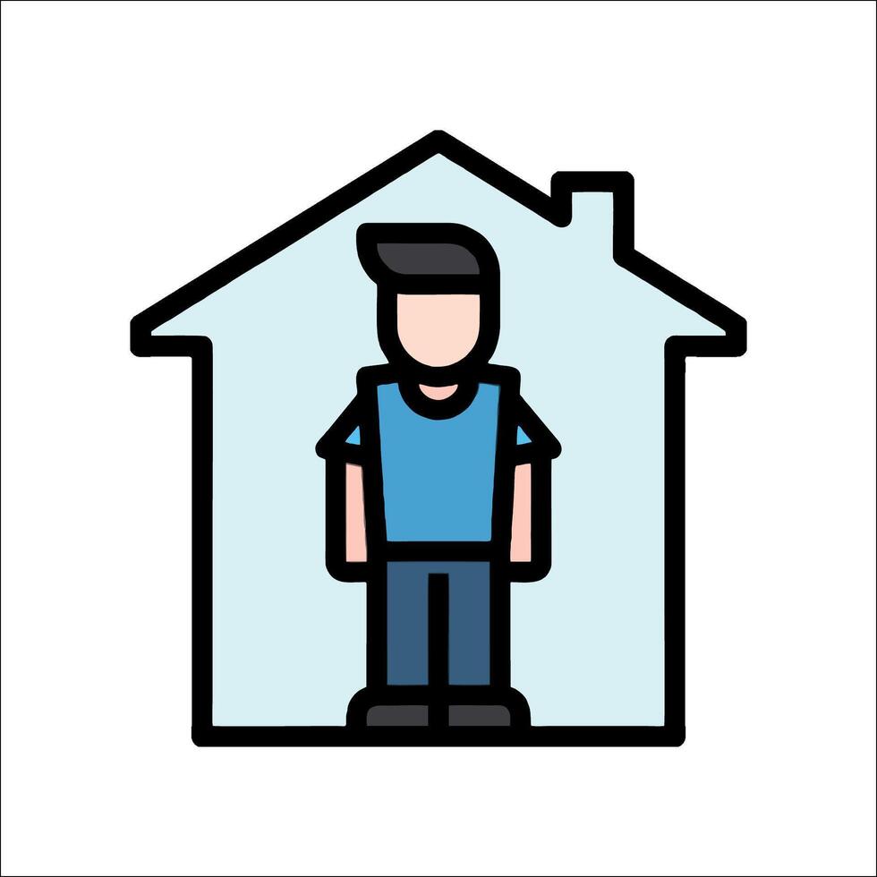 A man standing in front of a house icon vector
