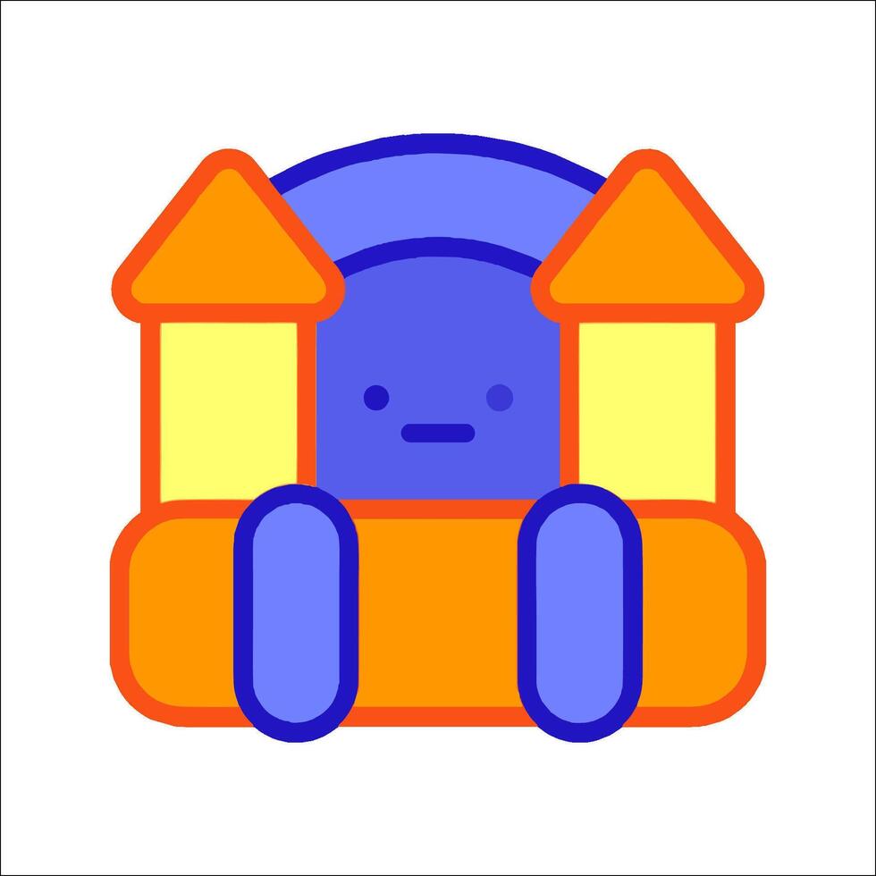 A cartoon character sitting on a bouncy castle vector