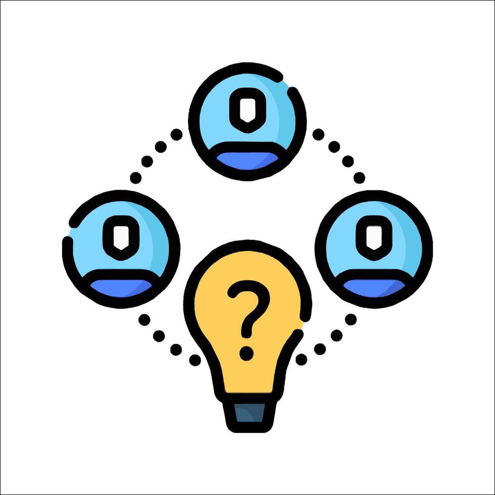 A light bulb with people around it and a question mark vector