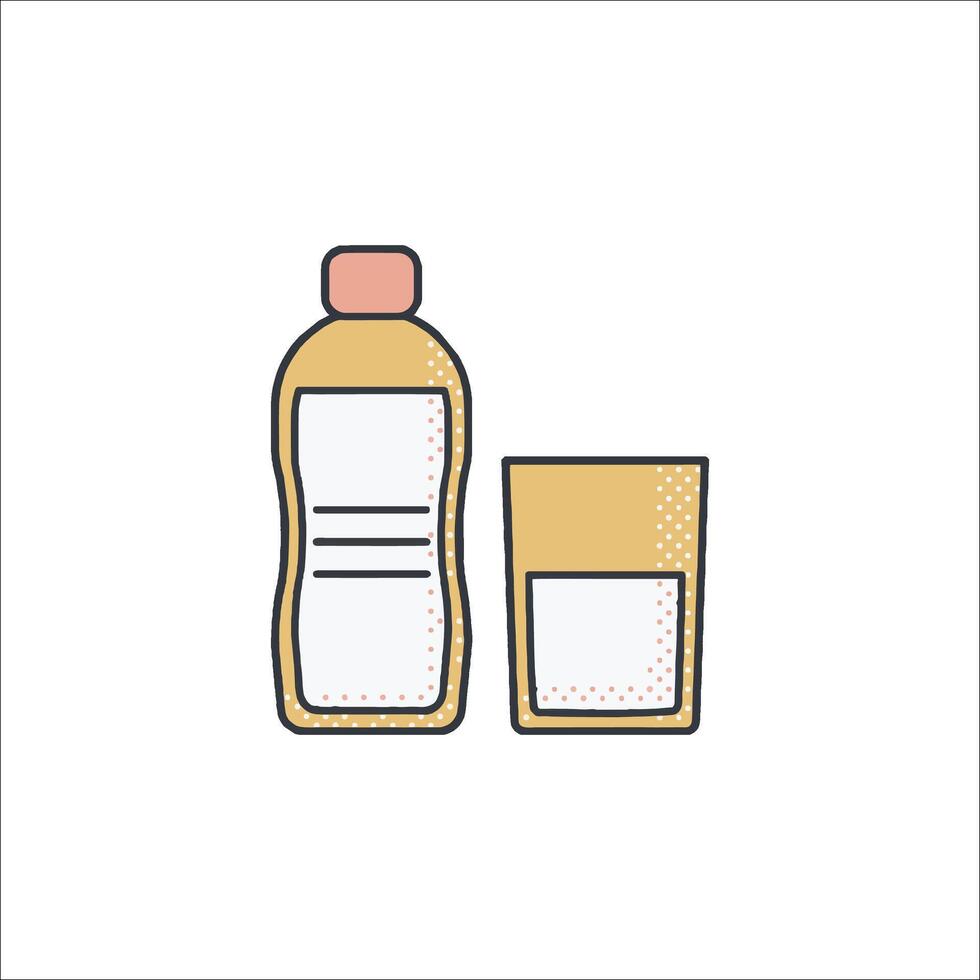 Bottle of milk and glass of milk icon illustration vector