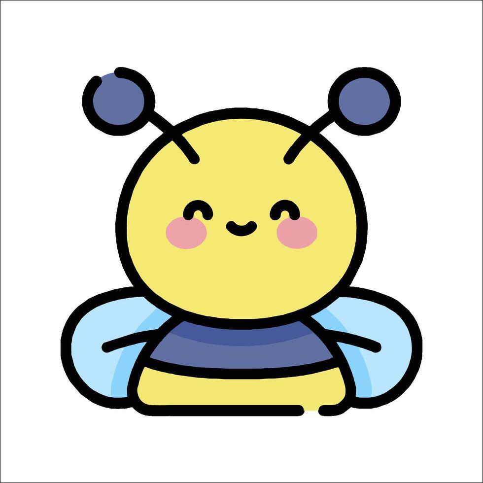 A cute cartoon bee with blue eyes and a smile vector