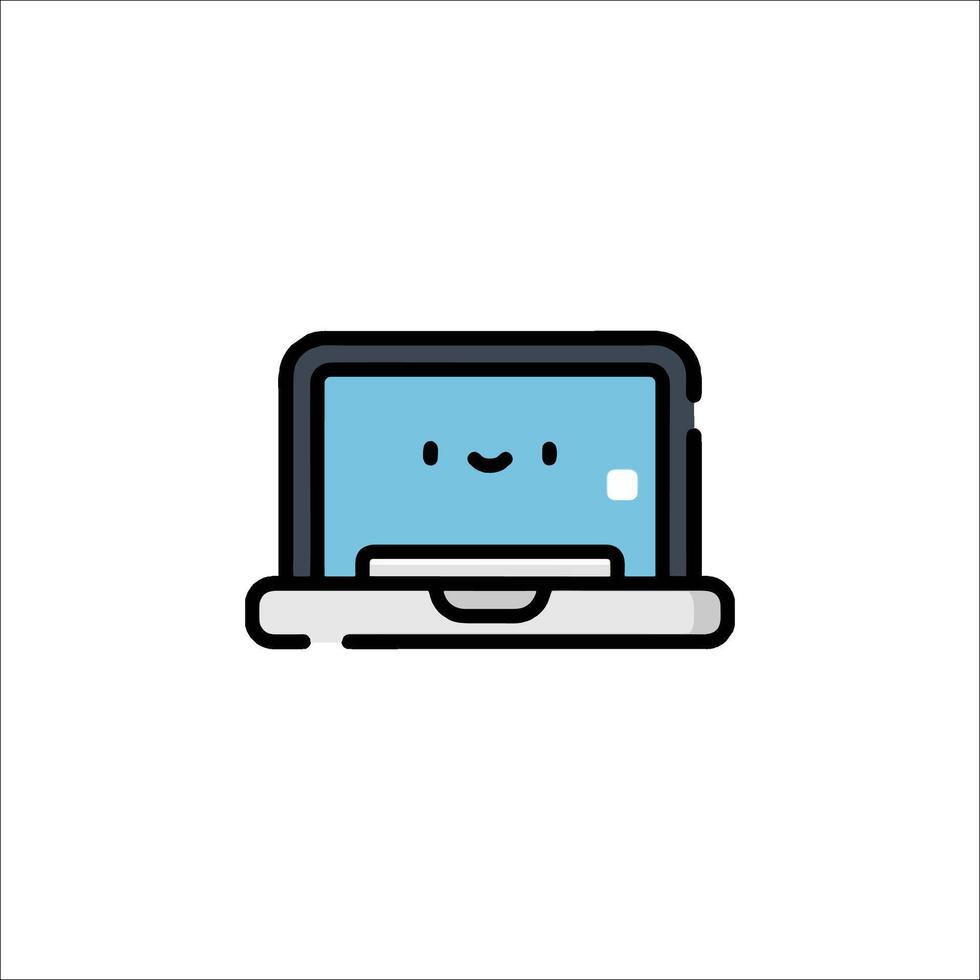 A laptop icon with a smiley face vector