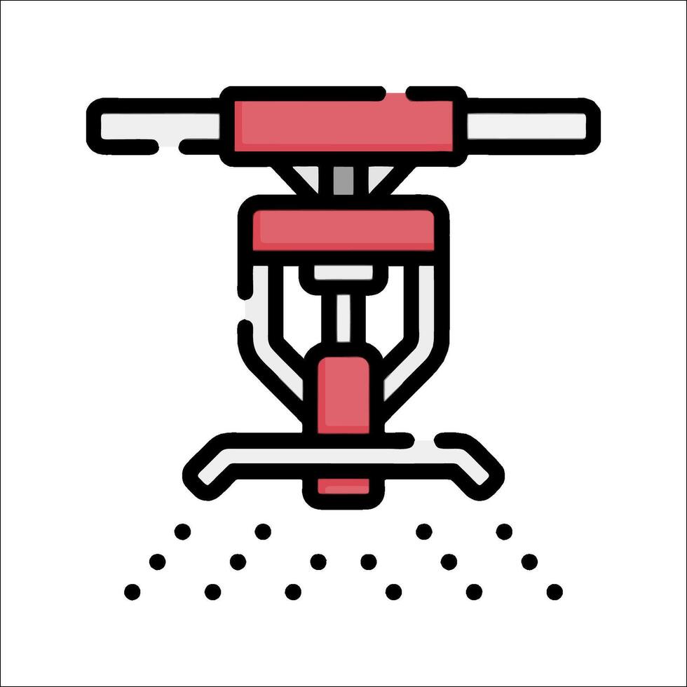 A red and white icon of a machine vector