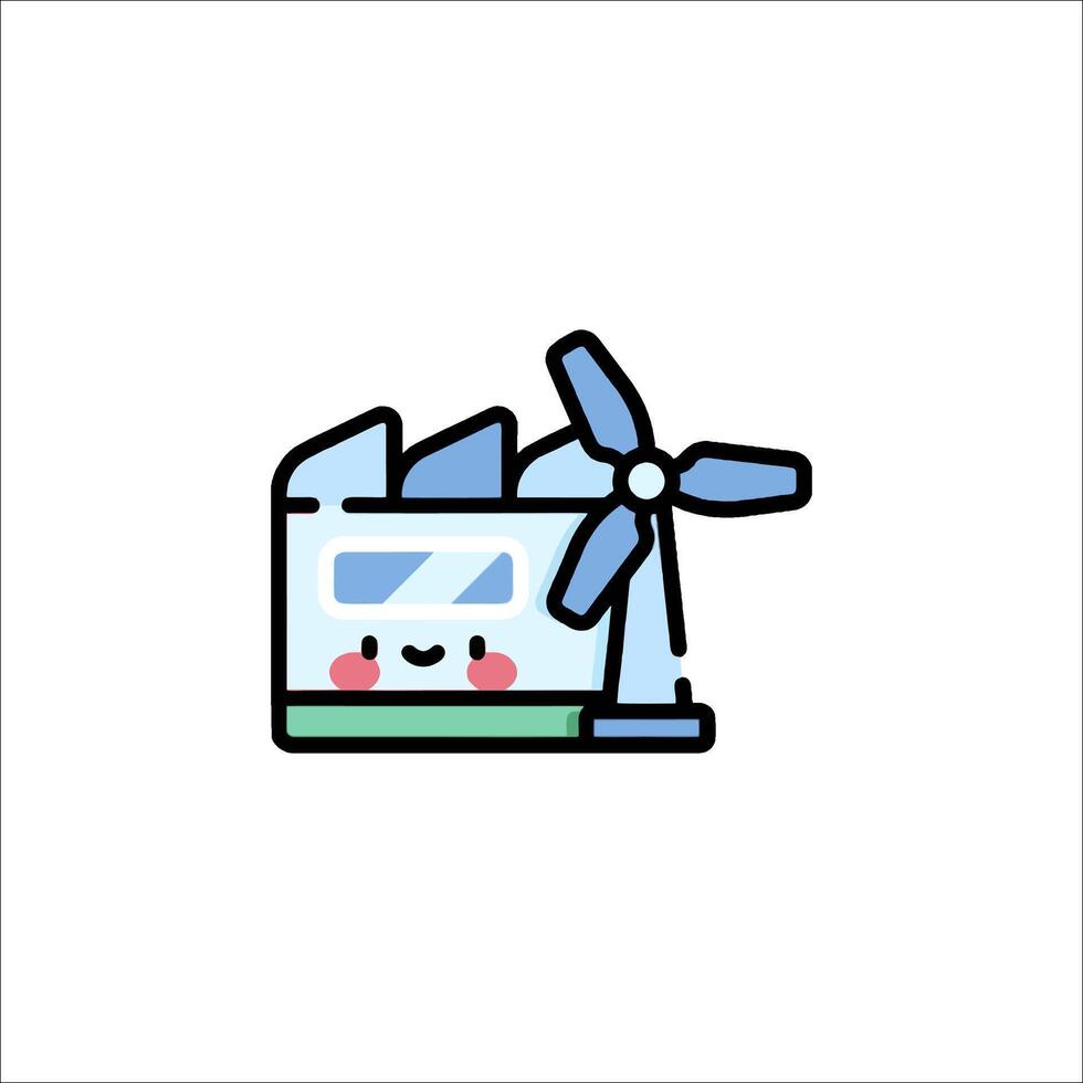 A cartoon character holding a wind turbine vector