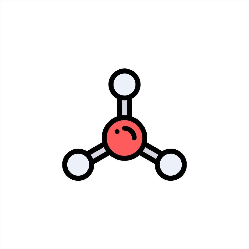 An icon of a molecule with two red balls vector