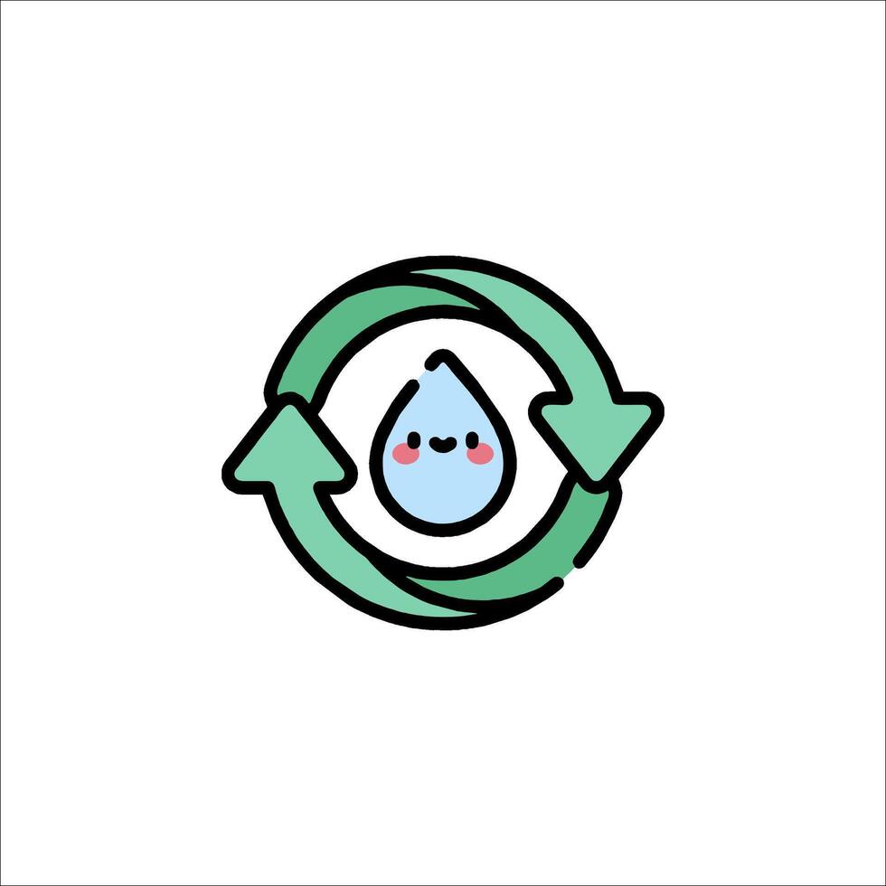 A water drop in a recycling symbol vector
