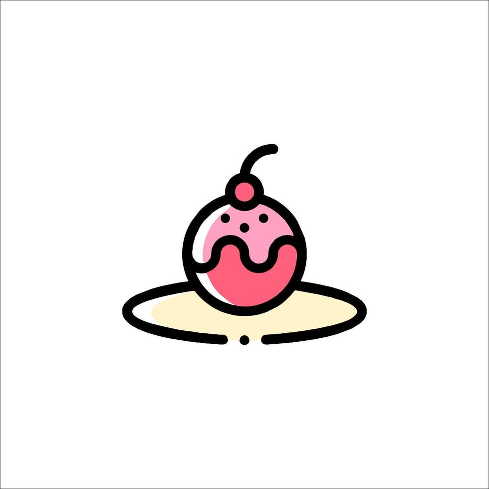 A pink ice cream with a cherry on top vector