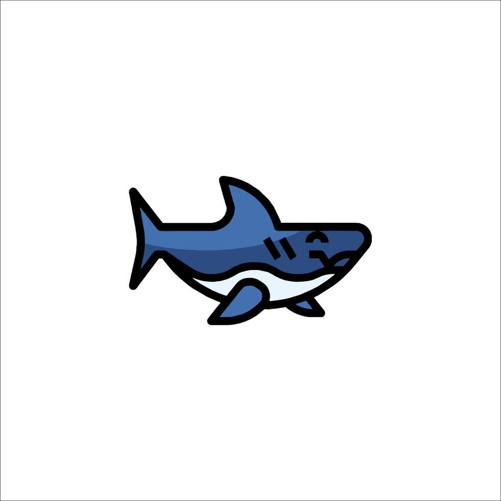 A blue shark with a black and white outline vector