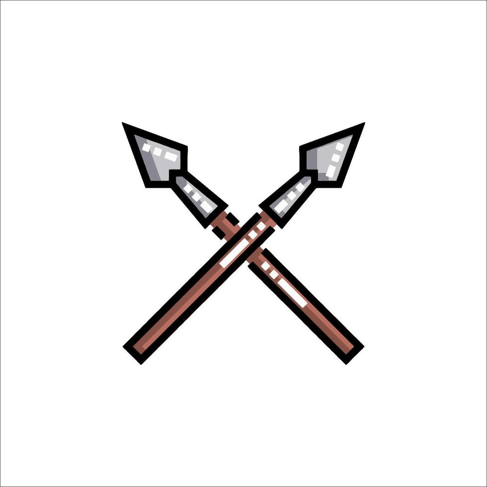 Two crossed swords icon in pixel style vector