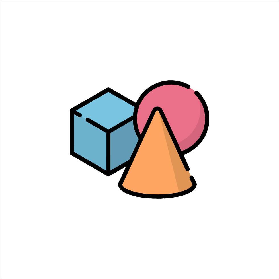 A colorful cone and cube icon vector