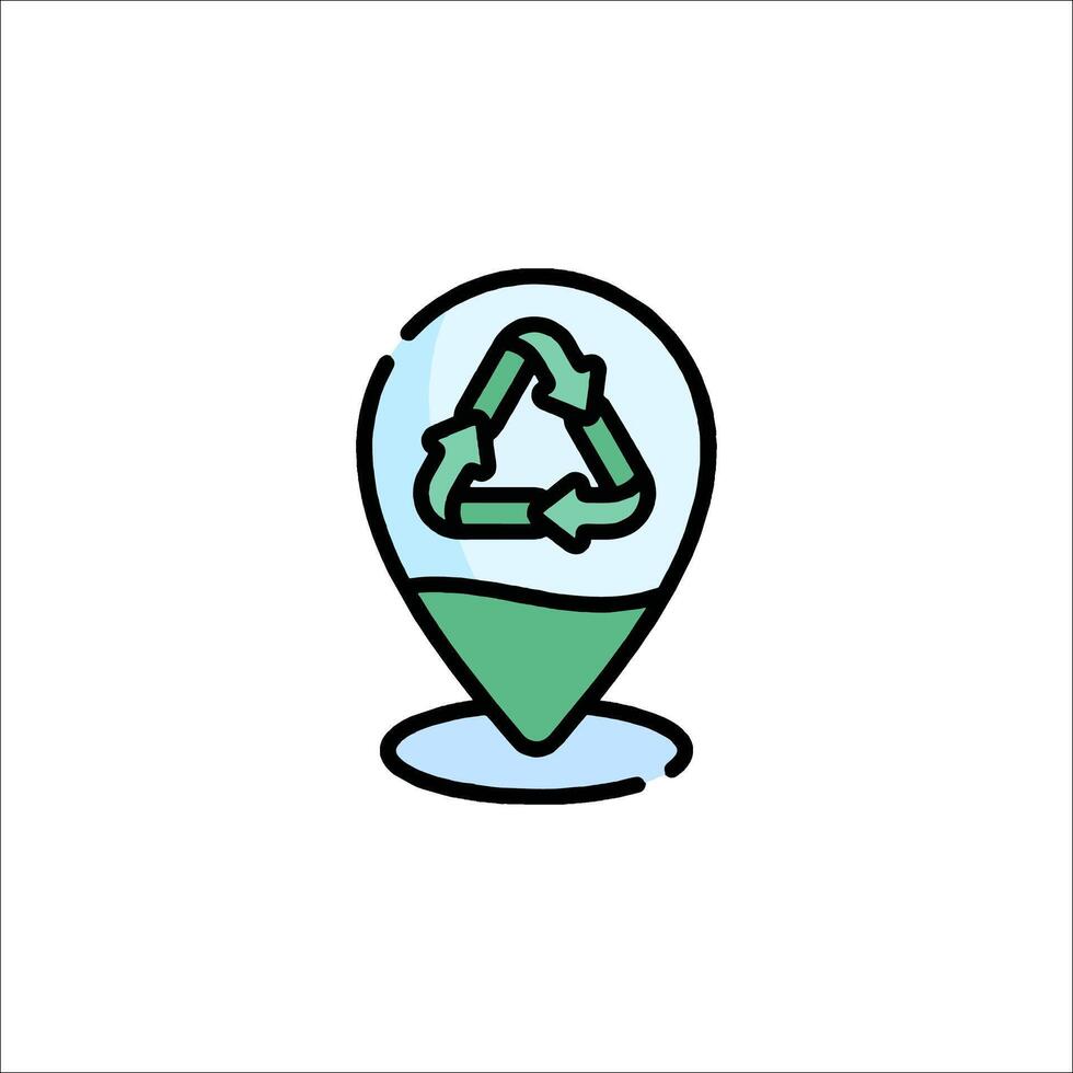 A pin with a recycling symbol on it vector