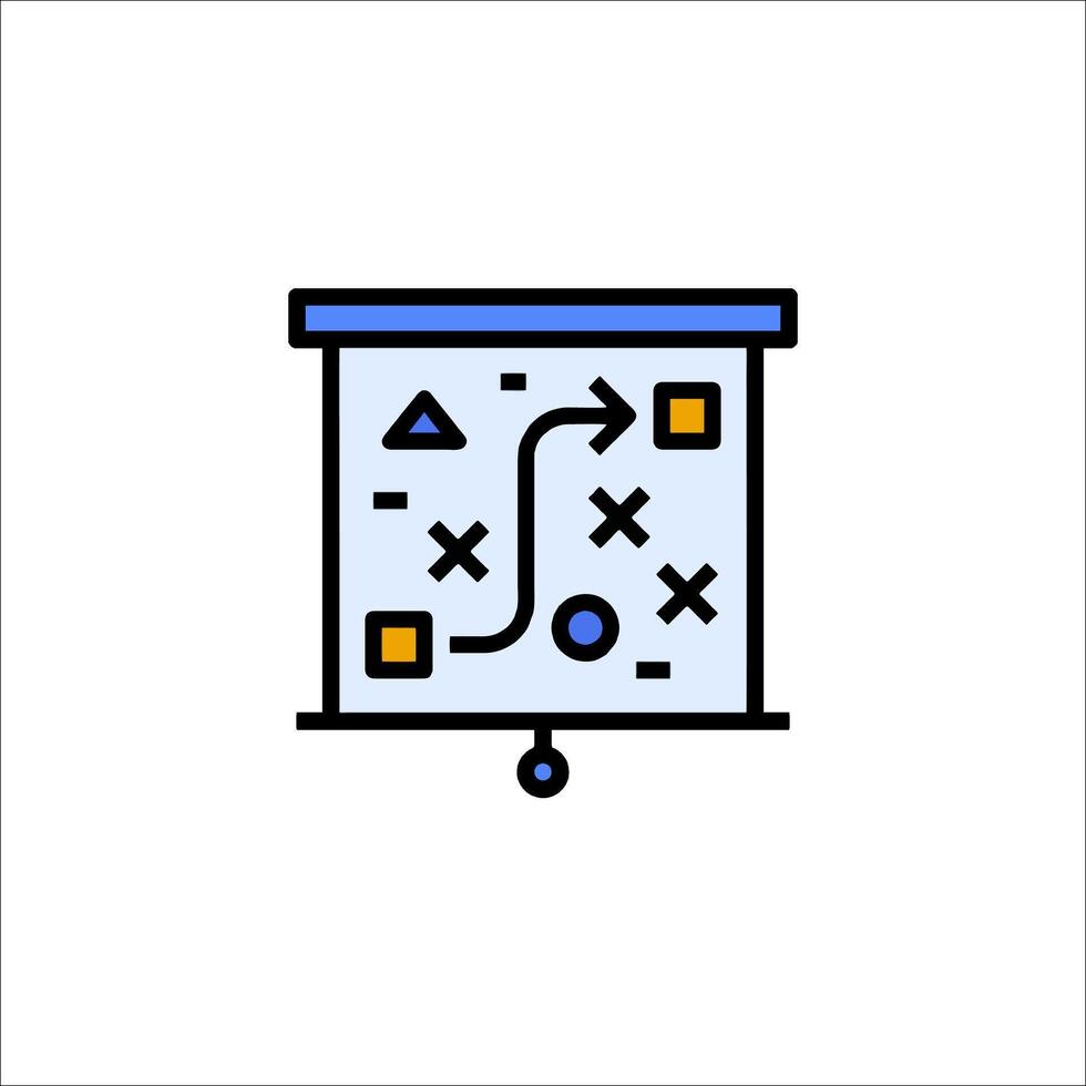A blue and yellow icon of a board game vector