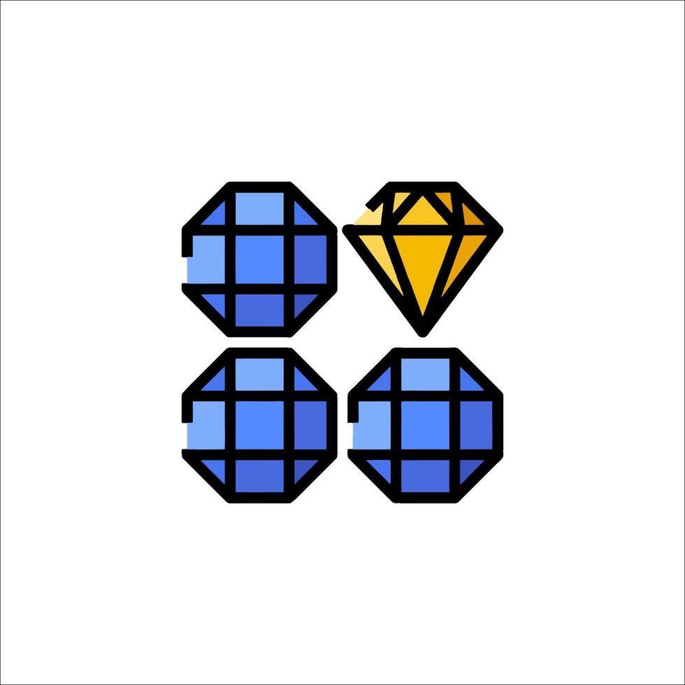A diamond and three spheres in a flat style vector