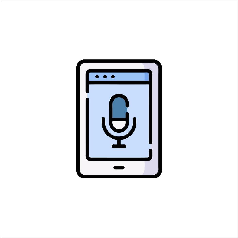 A microphone icon on a smartphone vector