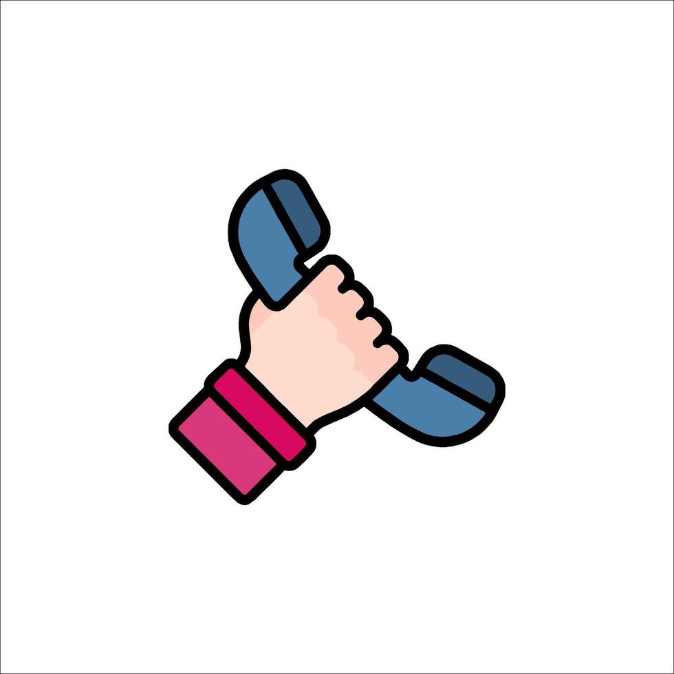 Hand holding phone icon illustration vector