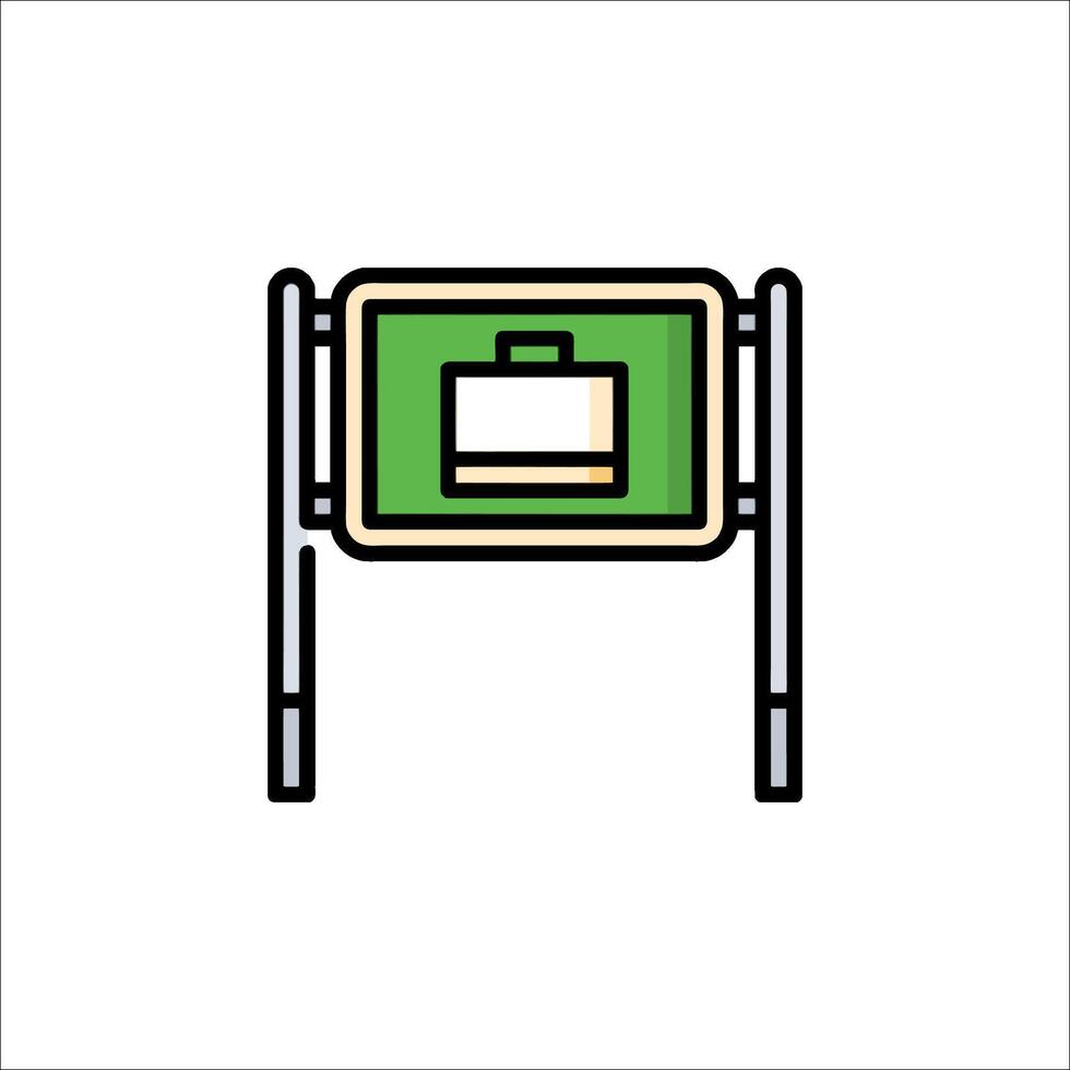 A green and white sign with a suitcase on it vector