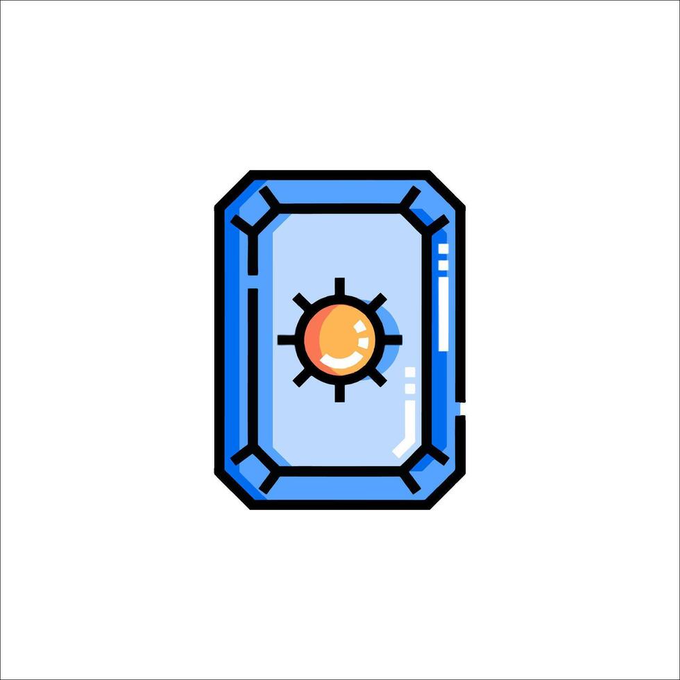 A blue and orange square with a sun on it vector