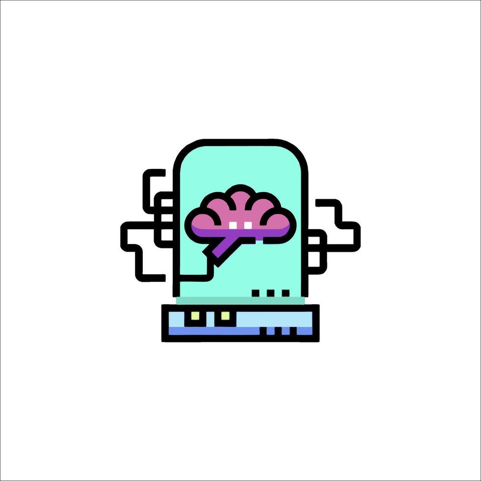 A brain inside a computer icon vector