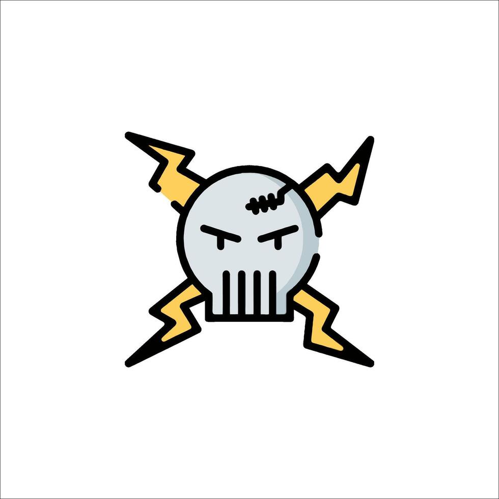 A skull with lightning bolts on it vector