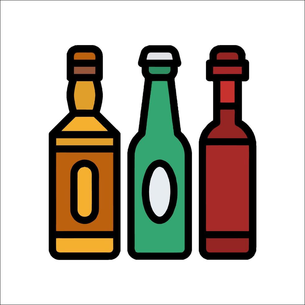 Three bottles of alcohol on a white background vector