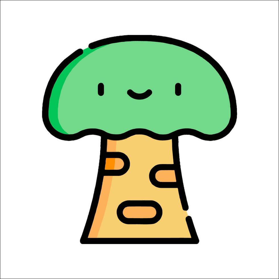 A cartoon mushroom with a smile on its face vector