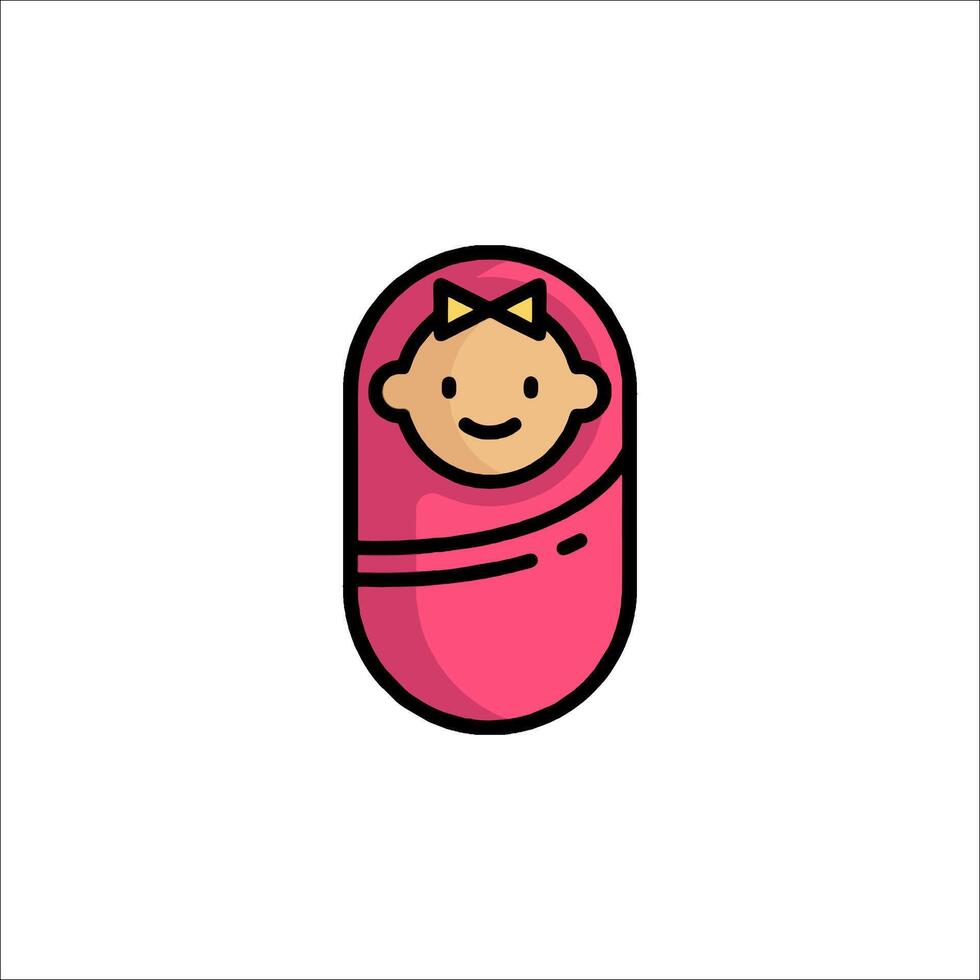 A baby wrapped in a pink blanket vector