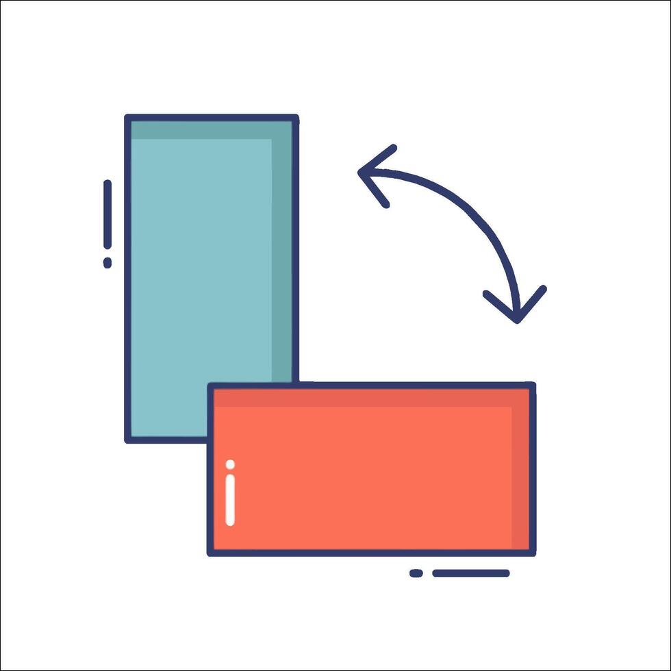 A red and blue box with an arrow pointing to it vector