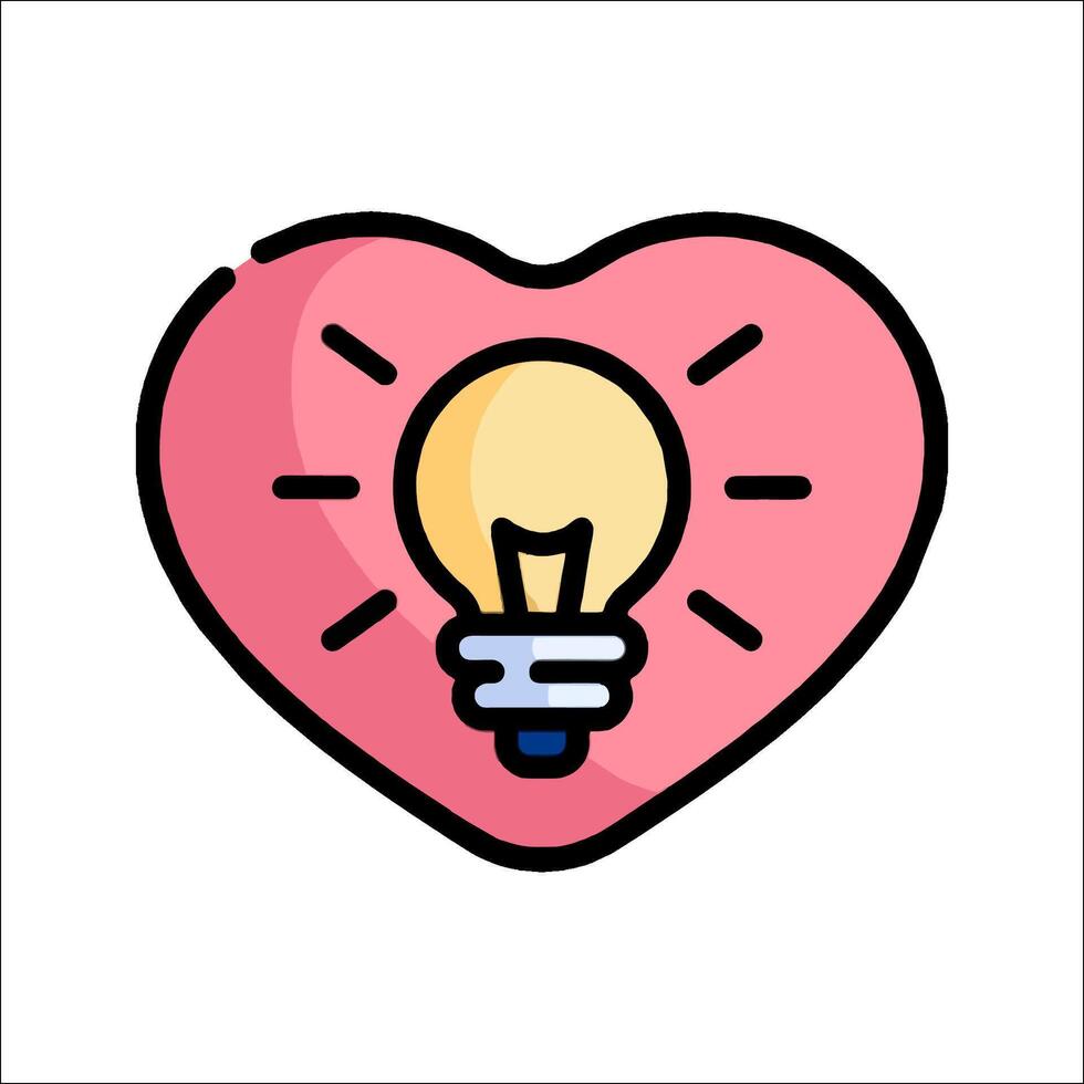 A pink heart with a light bulb inside it vector