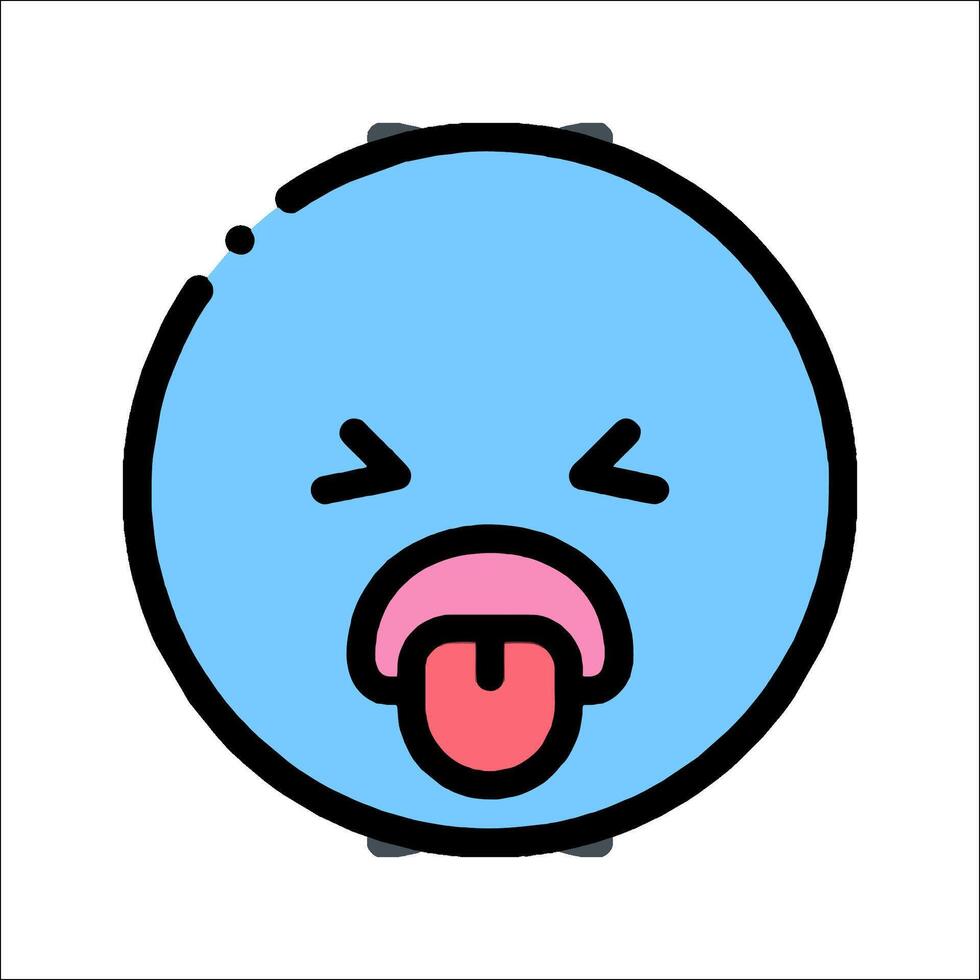 A blue emoticon with its tongue out vector