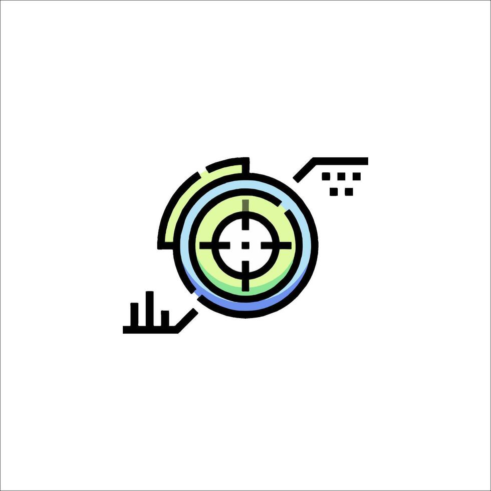 A colorful icon of a crosshair and a target vector