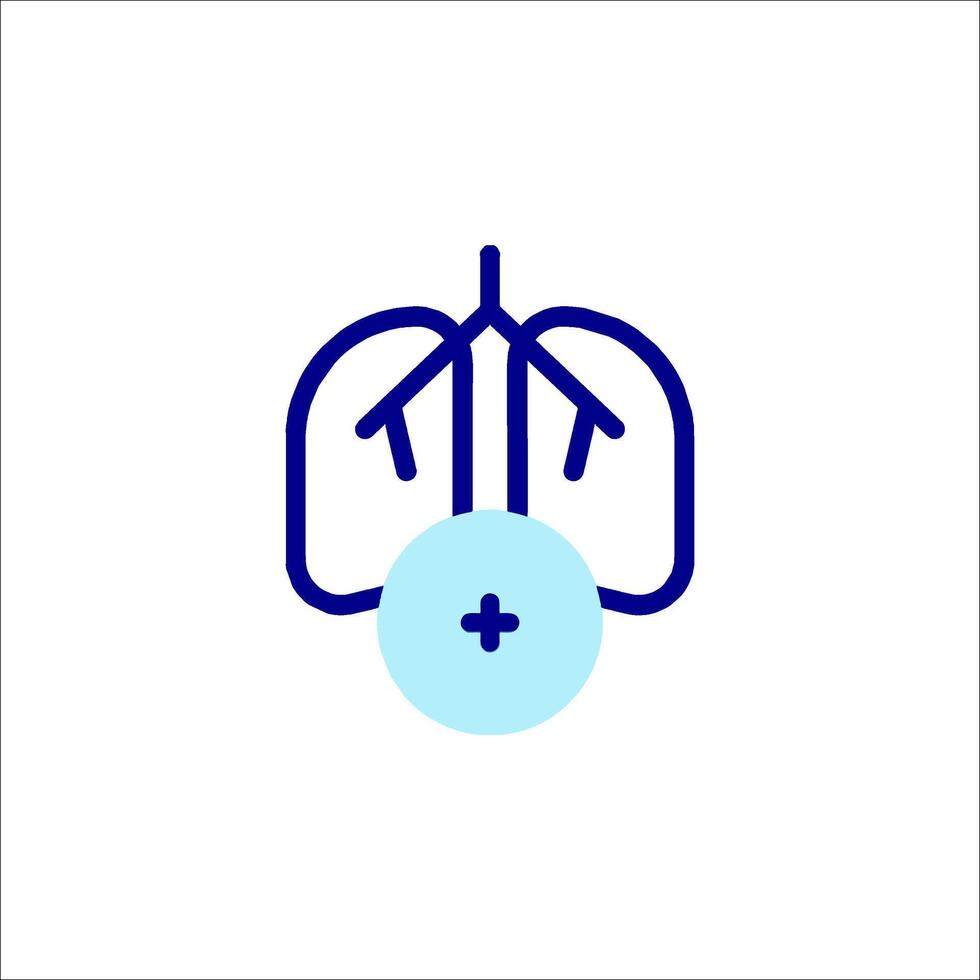 Lungs and lungs icon, blue line vector