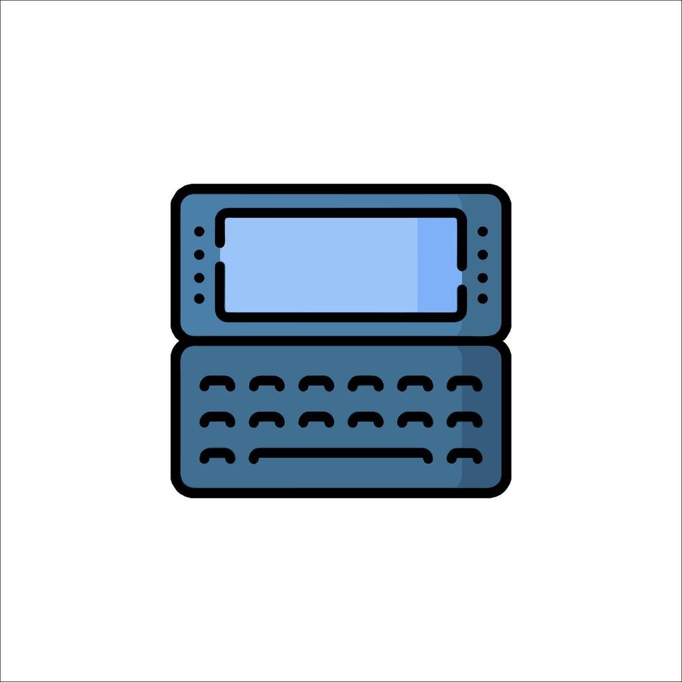 A blue laptop computer icon on a white background vector