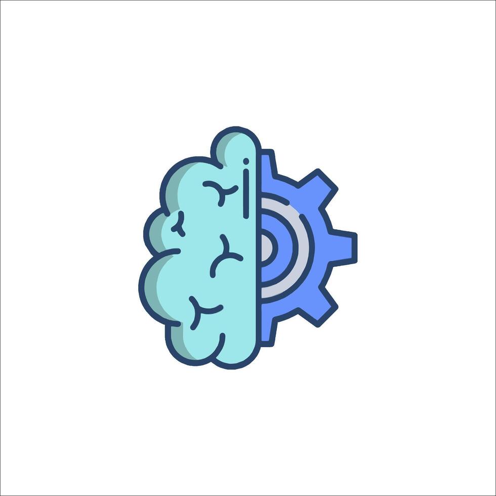 A brain with gears inside it vector
