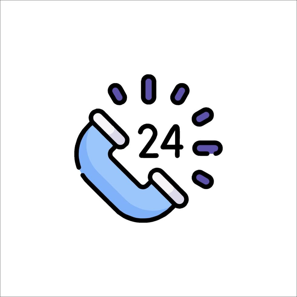 A phone icon with the number 24 and a clock vector