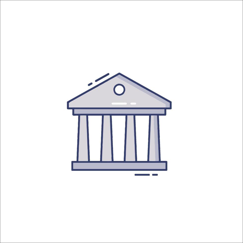 A bank building icon with columns and pillars vector