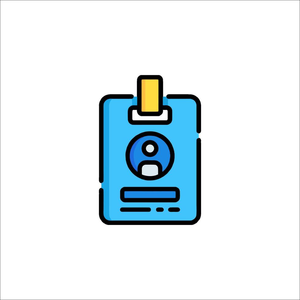 A blue and yellow badge icon with a clip vector