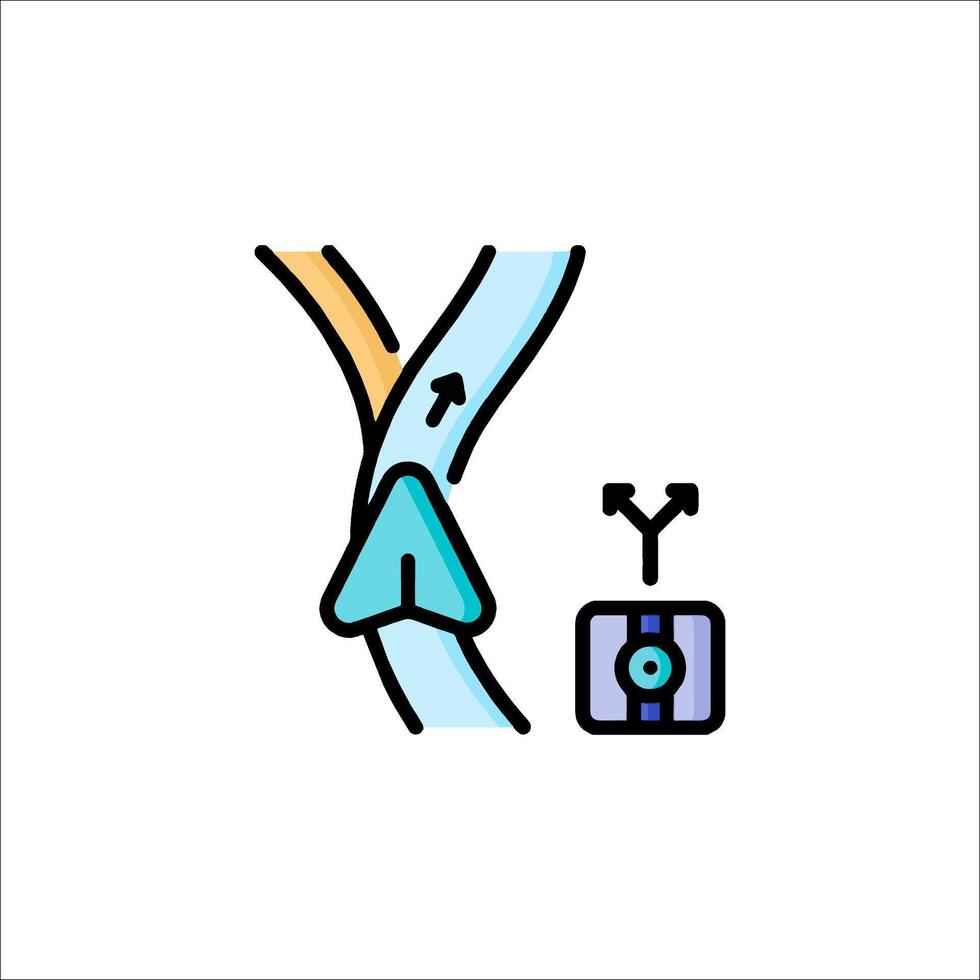 A map with a arrow pointing to a location vector