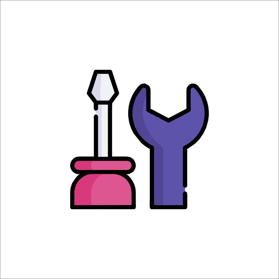 A purple wrench and a purple bottle with a wren vector