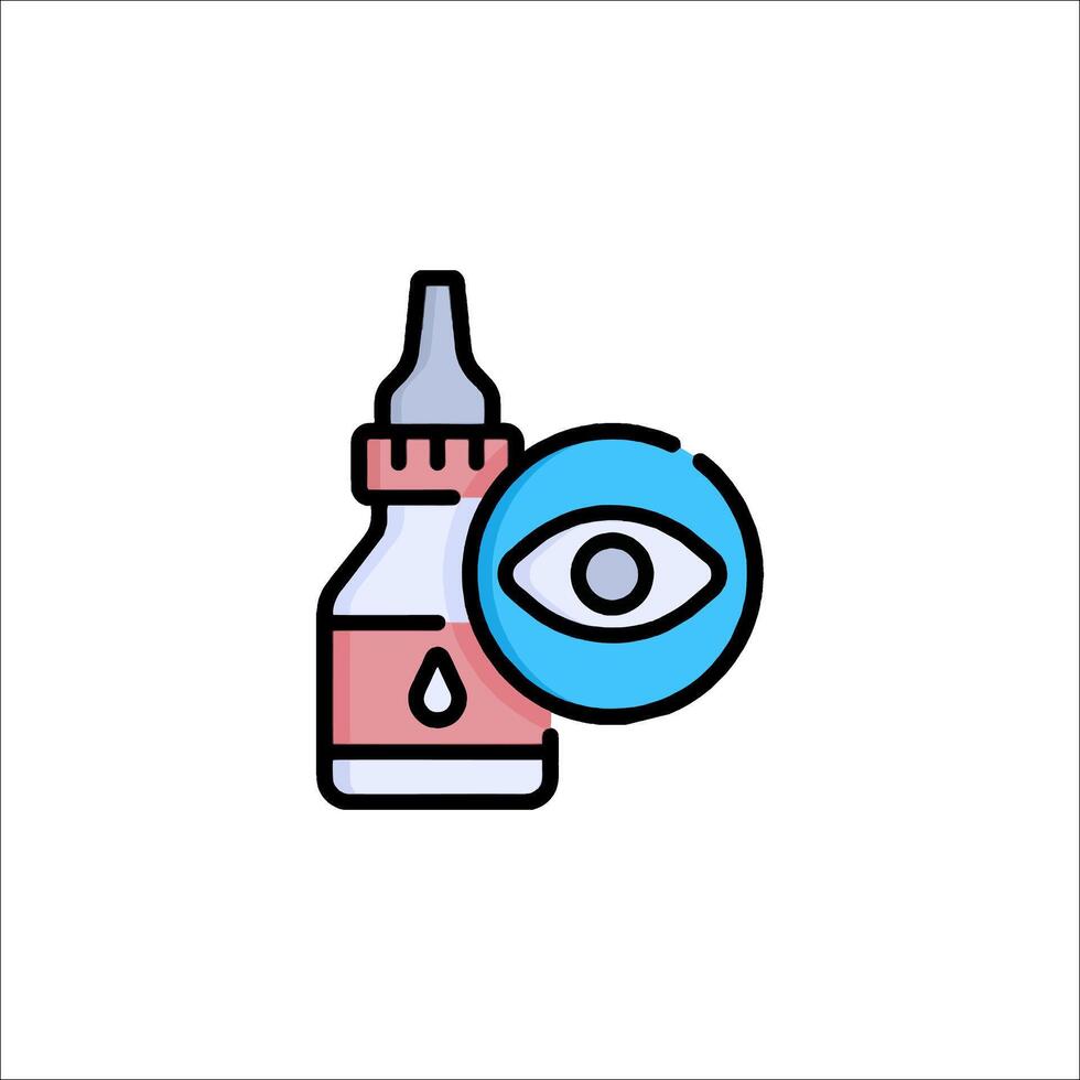 Eye drops and a bottle with an eye icon vector