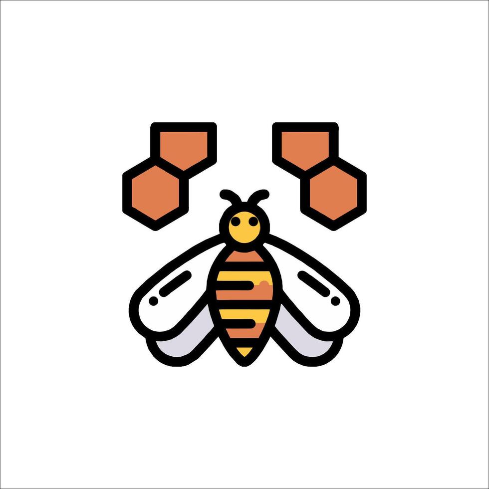A bee with a honeycomb on it vector