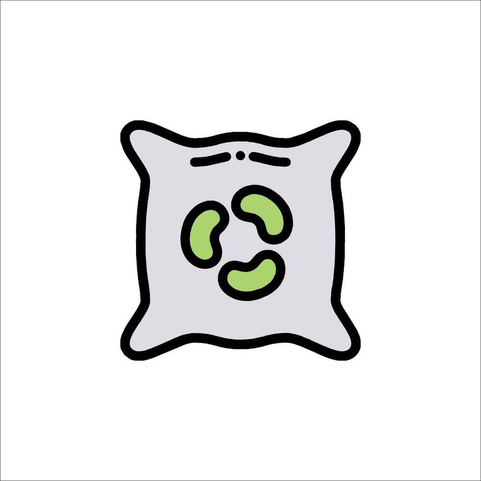 A pillow with a green leaf on it vector