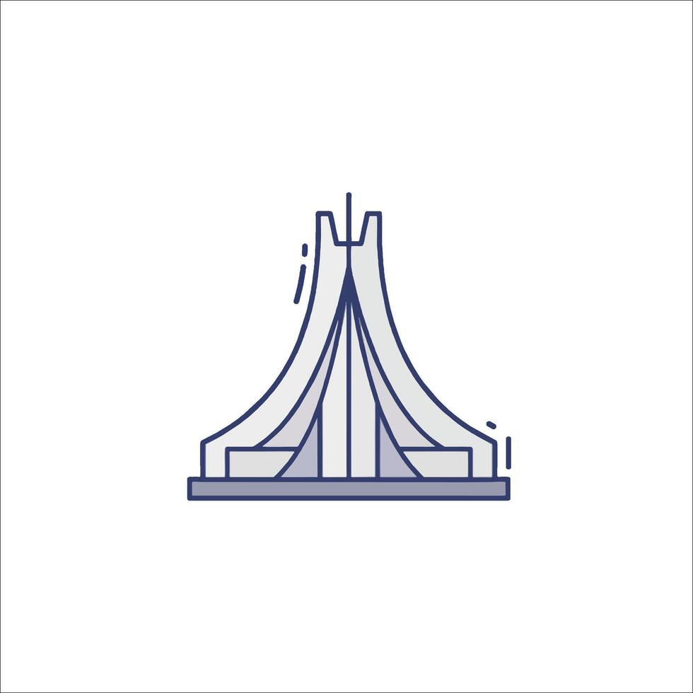 A line drawing of a building with a large tower vector