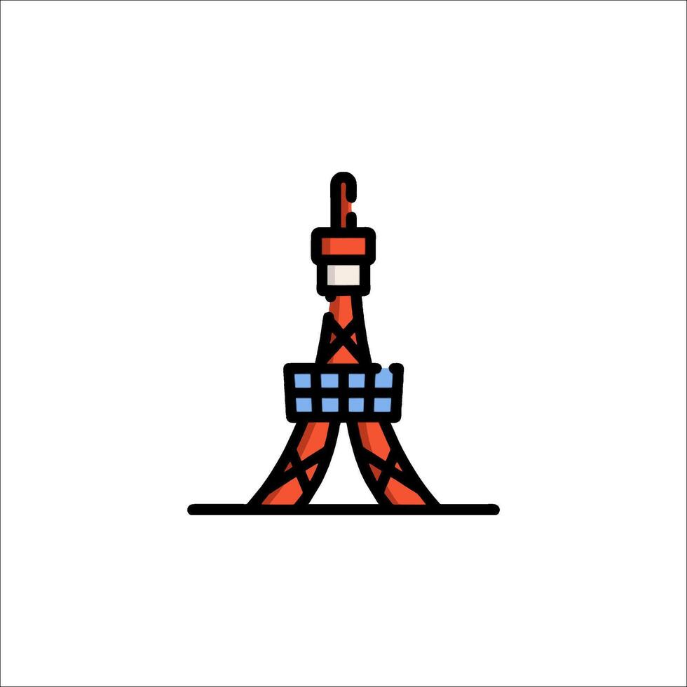The eiffel tower is shown in a line drawing vector